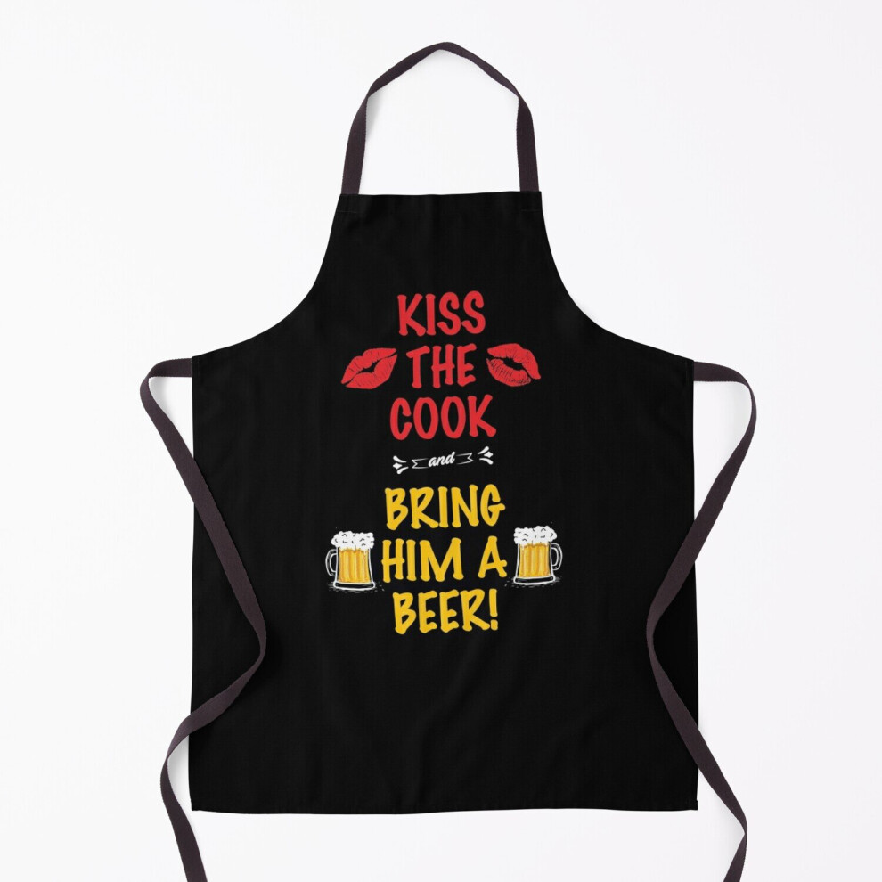 Kiss The Cook and Bring Him a Beer Adult Grill Aprons for Kitchen BBQ Chef