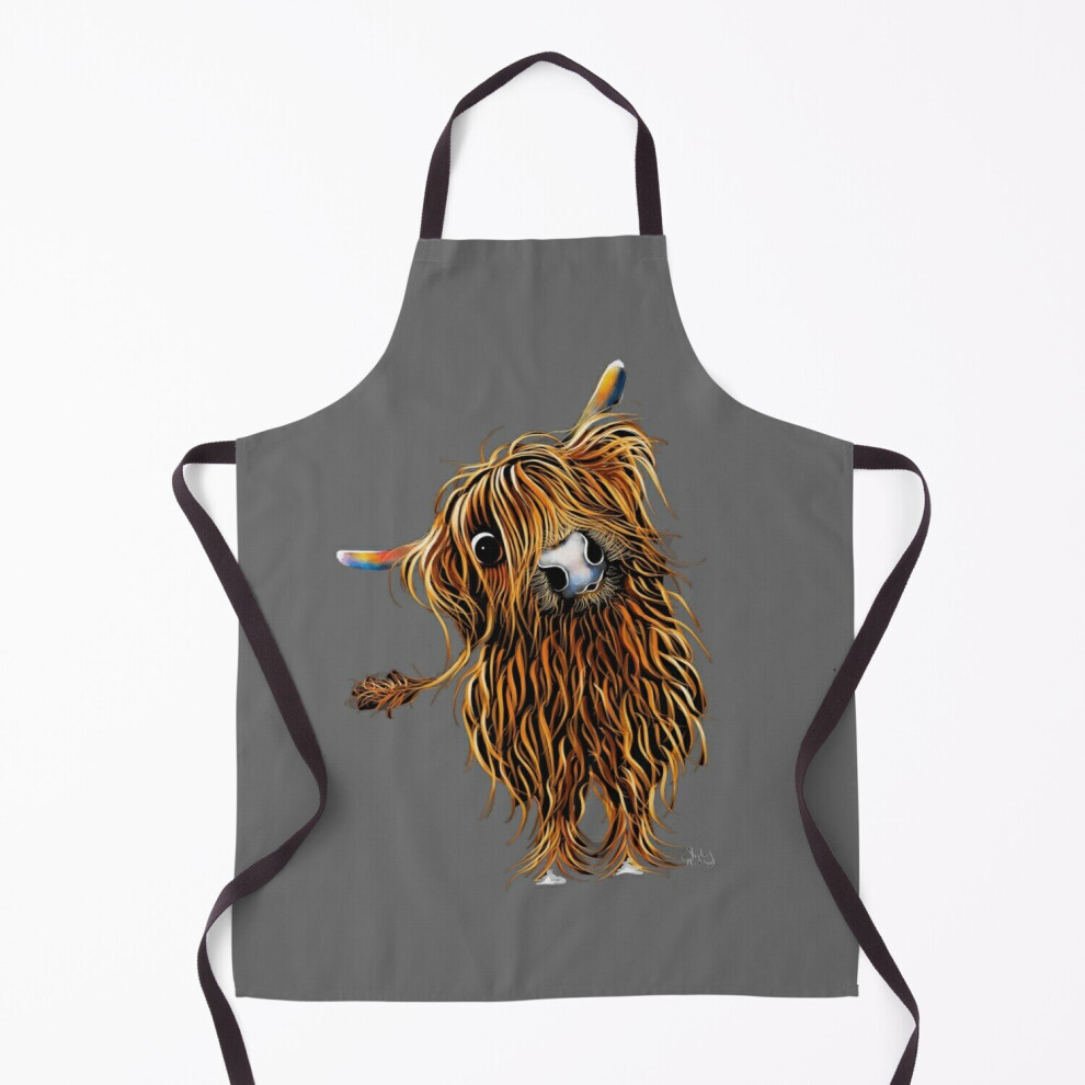 HiGHLaND CoW PRiNT SCoTTiSH ' CoooWeee oN GReY ' BY SHiRLeY MacARTHuR Grill Aprons for Kitchen BBQ Chef