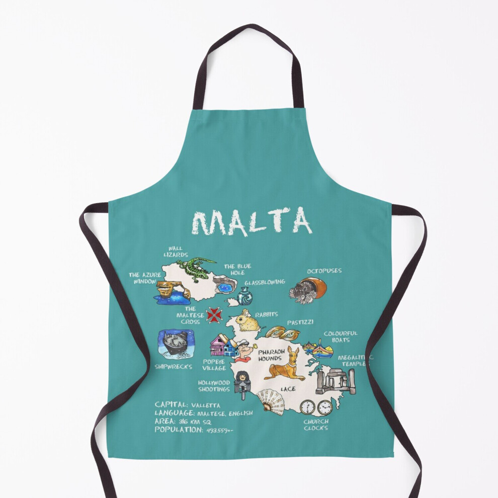 Malta - illustrated map Grill Aprons for Kitchen BBQ Chef