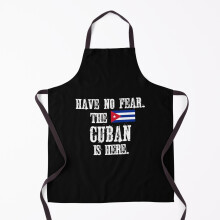 Have No Fear The Cuban Is Here with the Flag of Cuba -Blue Grill Aprons for Kitchen BBQ Chef