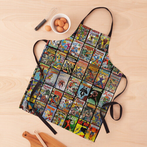 Vintage Superhero Comic Book Collection Pattern Face Mask Grill Aprons for Kitchen BBQ Chef 2
