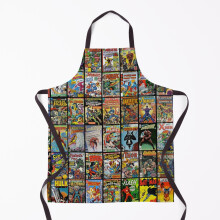 Vintage Superhero Comic Book Collection Pattern Face Mask Grill Aprons for Kitchen BBQ Chef