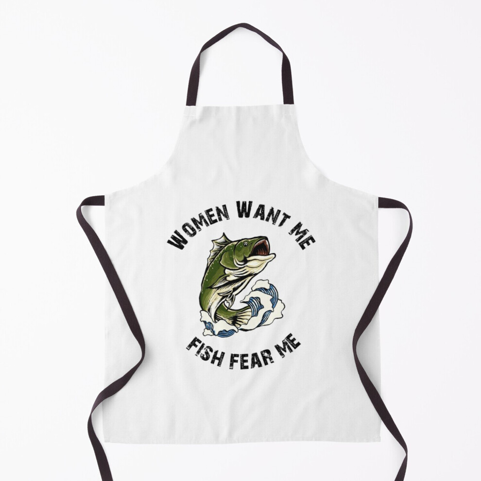 Women Want Me Fish Fear Me Grill Aprons for Kitchen BBQ Chef