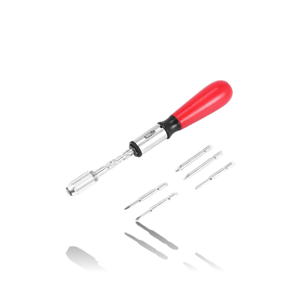 260Mm Spiral Screw Driver Hand Pressing Ratchet Screwdriver With Slotted And Screwdriver Bits 4762016994525
