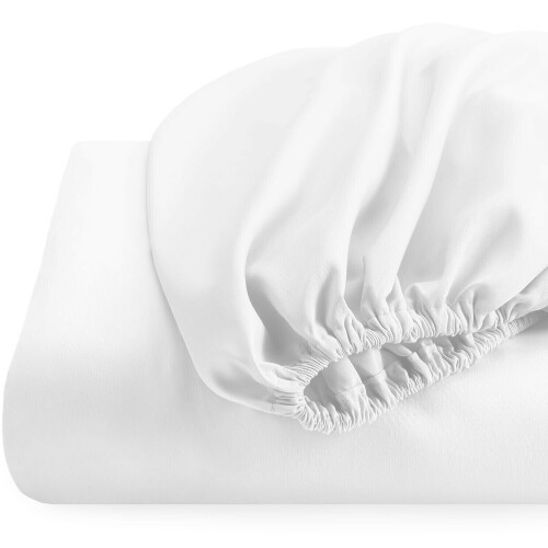 (Double, White) Luxury Extra Deep 25cm Fitted Bed Sheet - Single, Double, Super King Sizes (UK) 1