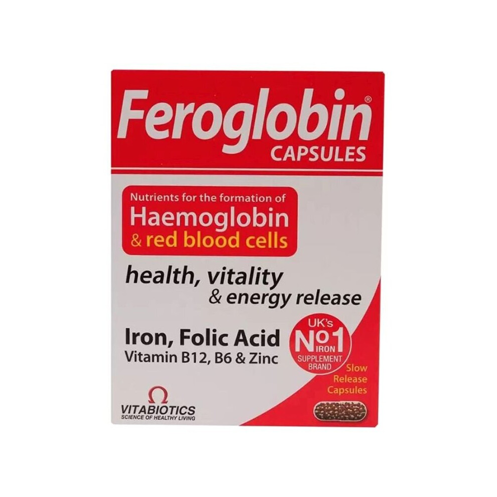 Vitabiotics Feroglobin Original 30 Tablets, With Iron, Folic Acid, Vitamin B12, B6 & Zinc