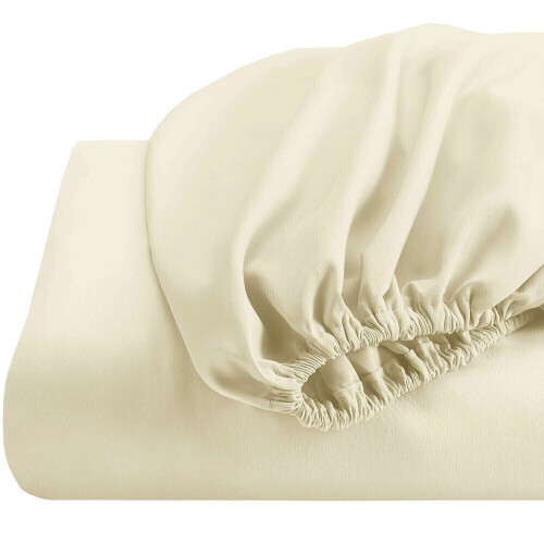 (King, Cream) Luxury Extra Deep 25cm Fitted Bed Sheet - Single, Double, Super King Sizes (UK) 1