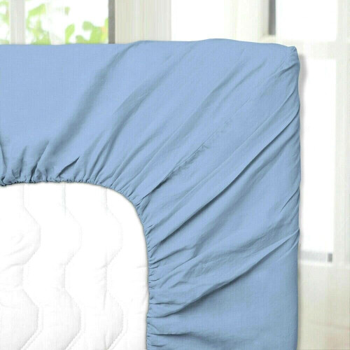 (Single, Sky Blue) Luxury Extra Deep 25cm Fitted Bed Sheet - Single, Double, Super King Sizes (UK) 1