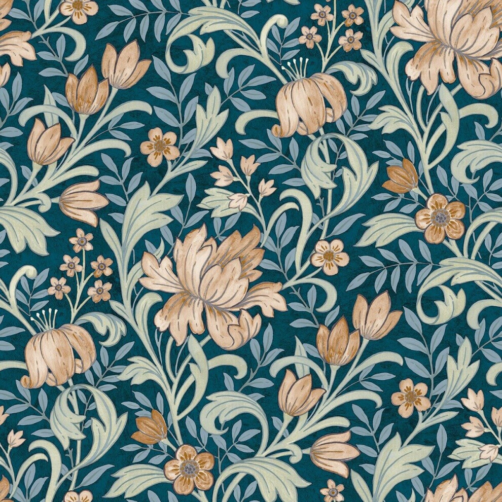 Grandeco Life Marian Navy Terracotta Wallpaper A67101