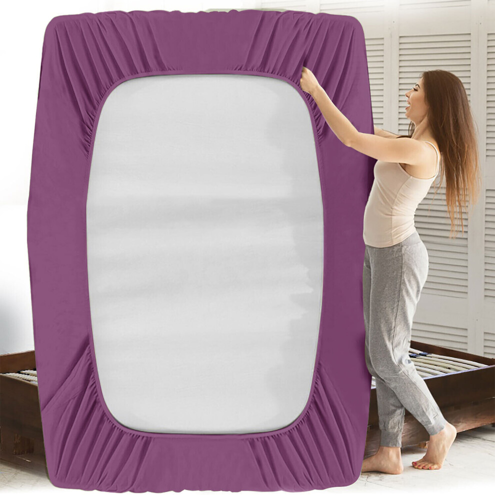 (King, Violet) Luxury Extra Deep 25cm Fitted Bed Sheet - Single, Double, Super King Sizes (UK)-image-OPC-PBNZBCR-NEW