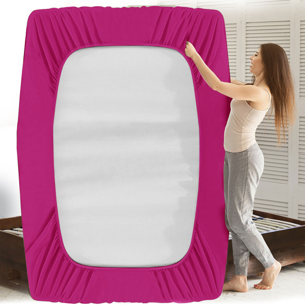 (Single, Pink) Luxury Extra Deep 25cm Fitted Bed Sheet - Single, Double, Super King Sizes (UK)-image-OPC-PBNZBBS-NEW