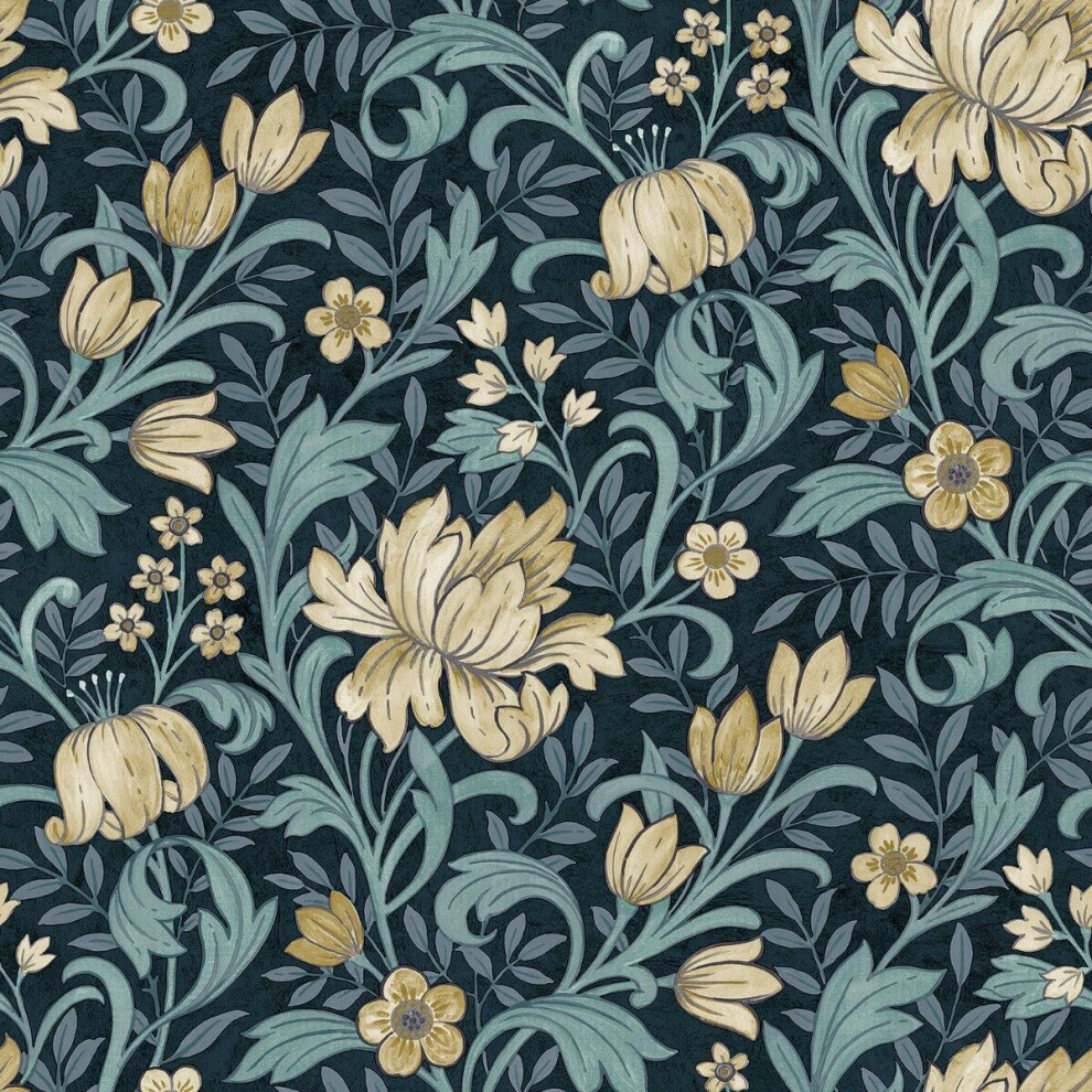 Grandeco Life Marian Navy Wallpaper A67103