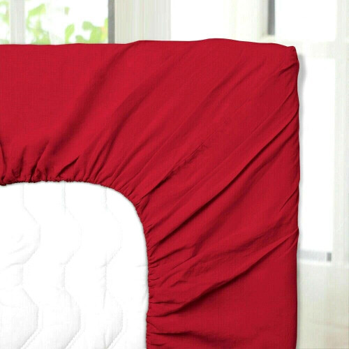 (Super King, Red) Luxury Extra Deep 25cm Fitted Bed Sheet - Single, Double, Super King Sizes (UK) 1