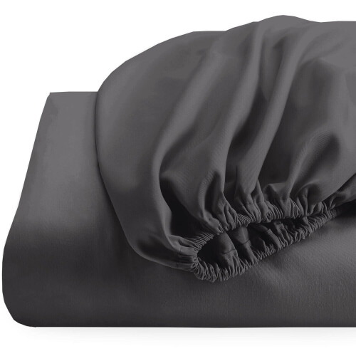 (King, Charcoal) Luxury Extra Deep 25cm Fitted Bed Sheet - Single, Double, Super King Sizes (UK) 1