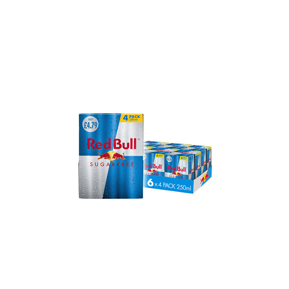 Red Bull Energy Drink Sugar Free 4 x 250ml (Pack of 6)