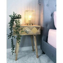 Nordic Bedside Table Vintage Style Retro Nightstand Small Solid Wood Scandinavian Drawer Unit
