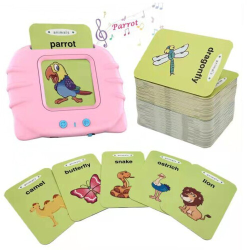 (Pink) Talking Flash Cards 224 Words Toddler Toys Old Boys Girls Autism Sensory Toys for Autistic Children Learning Montessori Toys
