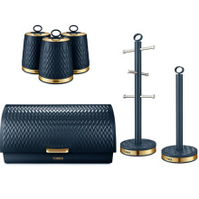 Tower Empire Kitchen Storage Set of 6 in Midnight Blue/Brass