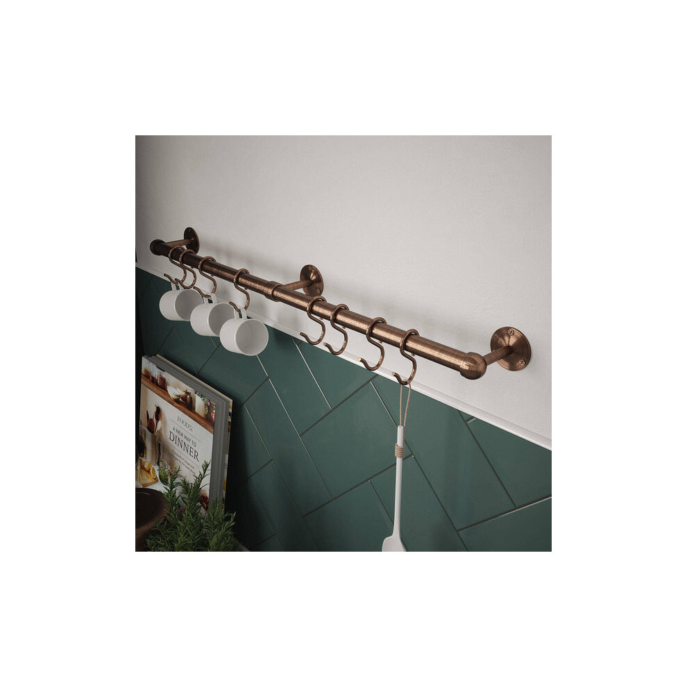 Rothley Easy-Fit Kitchen Utensil Rail Kit Antique Copper 600mm-image-OPC-PBP2PCN-NEW