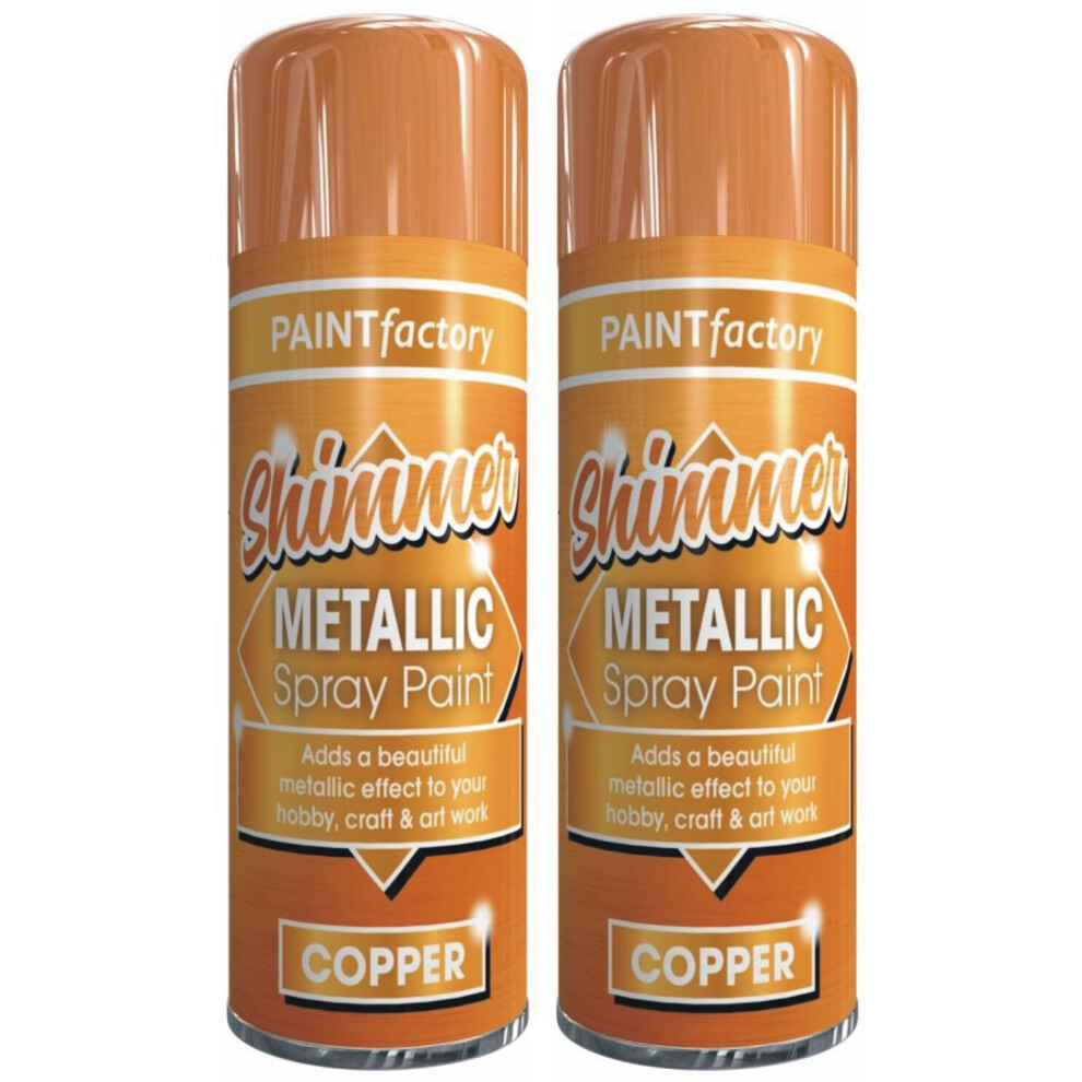 2 x 200ml Metallic Copper Spray Paint Interior Exterior Aerosol Can