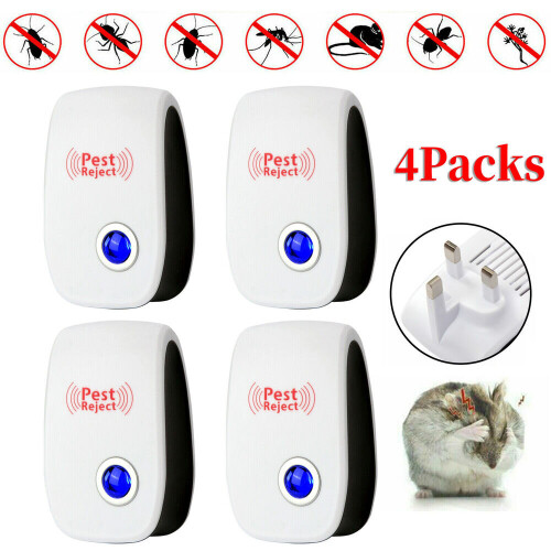 4 Pack Ultrasonic Pest Control Repeller Reject Rat Mouse Mice Spider