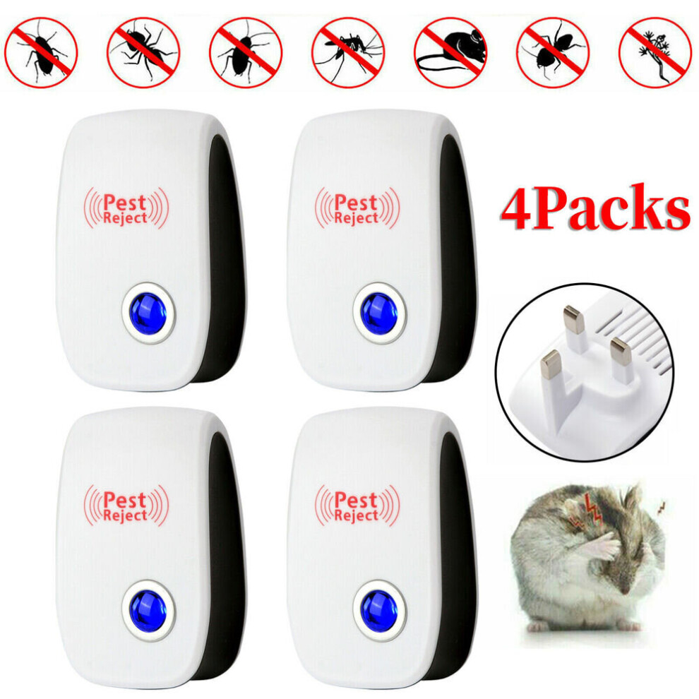 Bestparnter 4 Pack Ultrasonic Pest Control Repeller Reject Rat Mouse Mice Spider