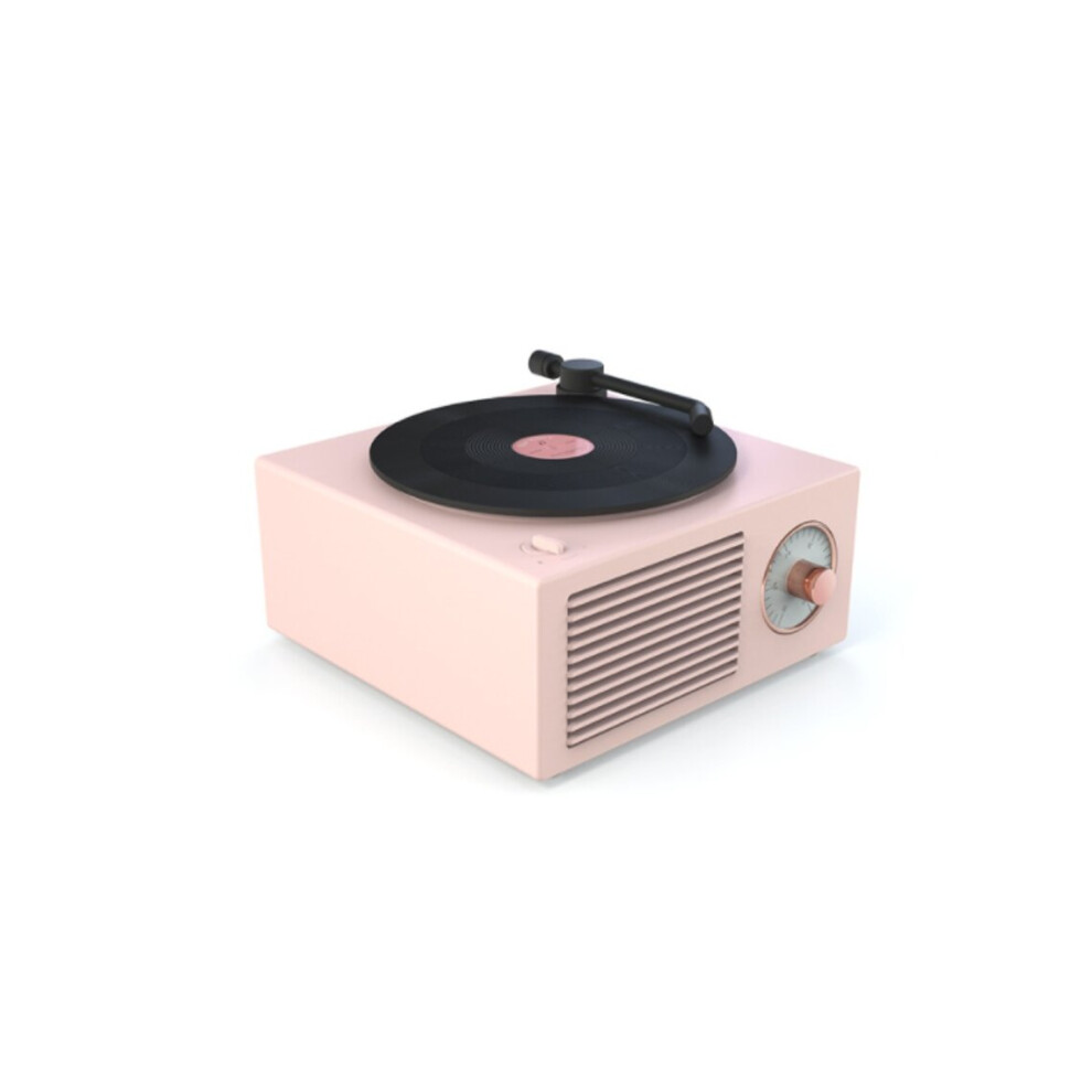 Vinyl Record Player Bluetooth Speaker, Bluetooth 5.0 Portable Retro Desktop Wireless Speaker?TF/AUX Card(Pink)