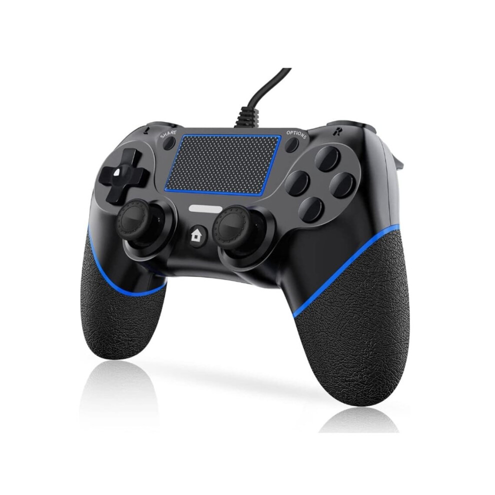 Wired PS-4 Controller for PC/Play-Station 4/Pro/Slim and Windows 10/8/7, PS-4 Wired Controller with Double Vibration Shock and Motion Motors (blue)