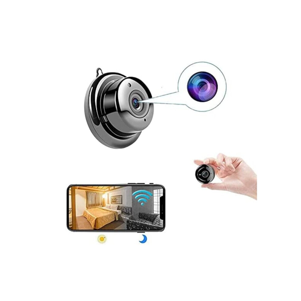 Mini Wireless WiFi Camera Two-Way Audio and Video,Nanny Cam Small Dog Pet Cameras,Home Security Camera with Night Vision, Motion Detection, black