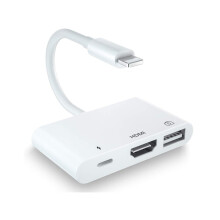 Unitrox 3-in-1 HDMI OTG Adapter - 1080P AV Output, USB 3.0 OTG, Charging Port, USB Drive/MIDI/Mouse Support, Plug & Play