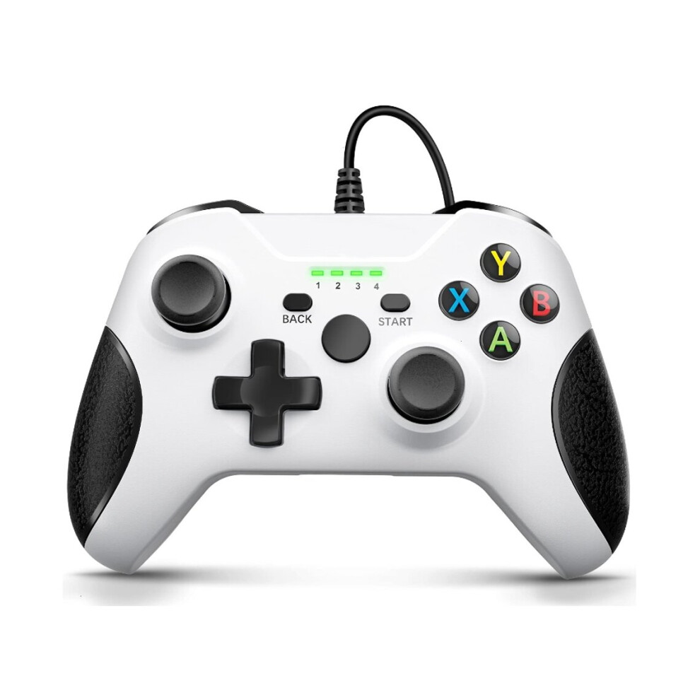 Gamepad Controller, Wired Controller Compatible with Xbox One/X/S/PC Windows 11/10/8/7 with Headphone Jack/Double Shock - White