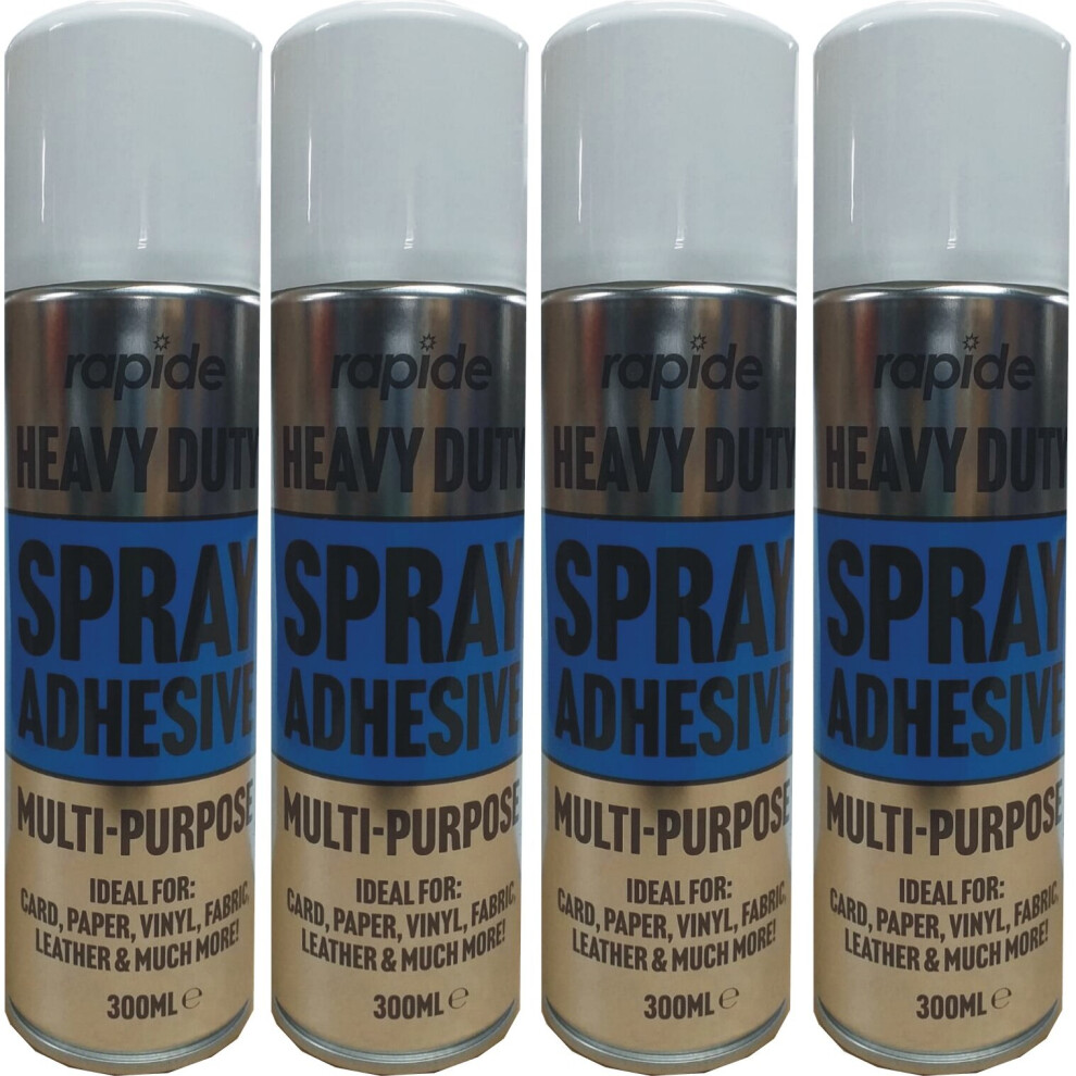 4 x 300ML Heavy Duty Adhesive Glue Spray Fabric Carpet Multipurpose