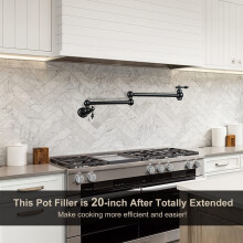 (Oil Rubbed Bronze) Pot Filler Wall Mount Copper Faucet Pot Filler Faucet Rotatable Faucet Brass Kitchen Faucet 2 Handle Stretchable Double Joint Swing Arm Folding Faucet