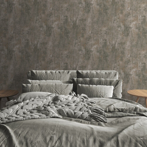 Muriva Plain Neutral Patina Distressed Stone Concrete Effect Cove Texture Wallpaper