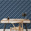 Muriva Navy Blue White Linear Curve Wavey Lines Minimalist Feature Wallpaper 2