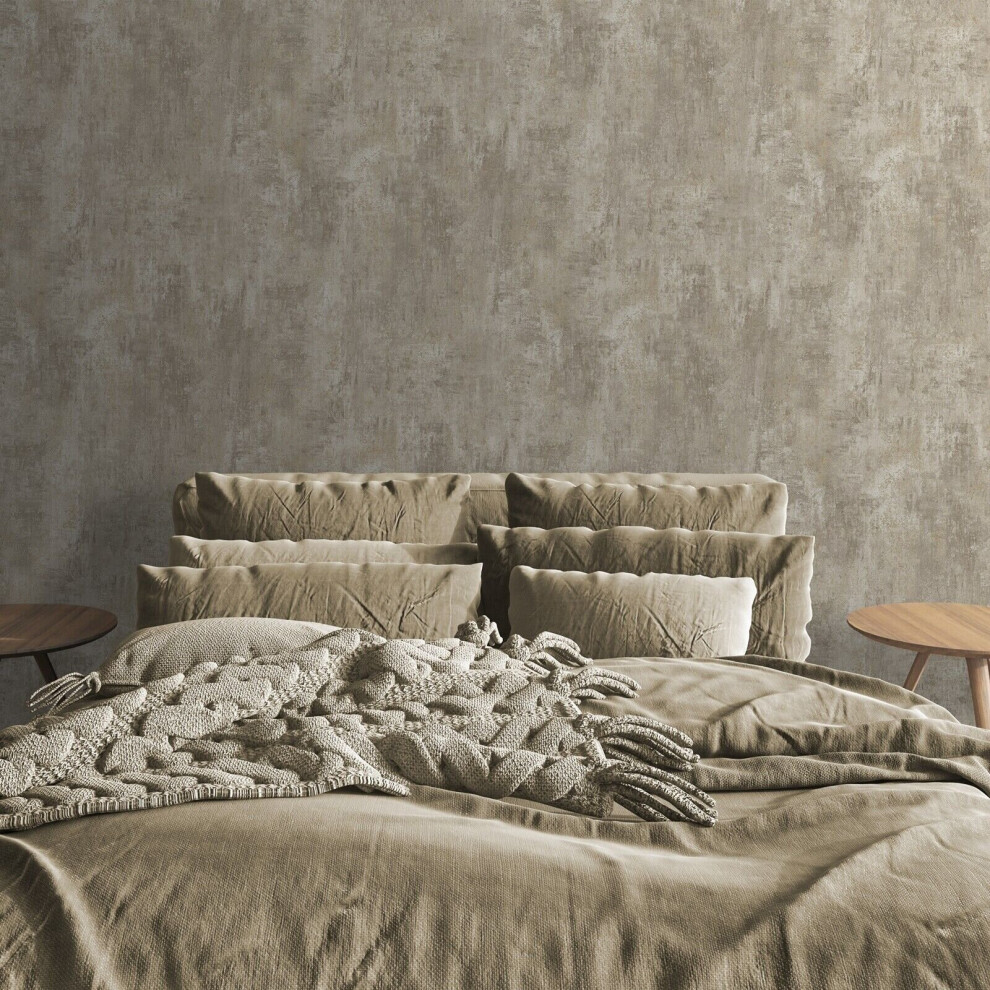 Muriva Cream Plain Distressed Stone Concrete Effect Cove Texture Feature Wallpaper
