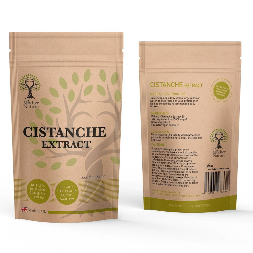 (180 Capsules) Cistanche Capsules 500mg Extract Clean Natural Cistanche