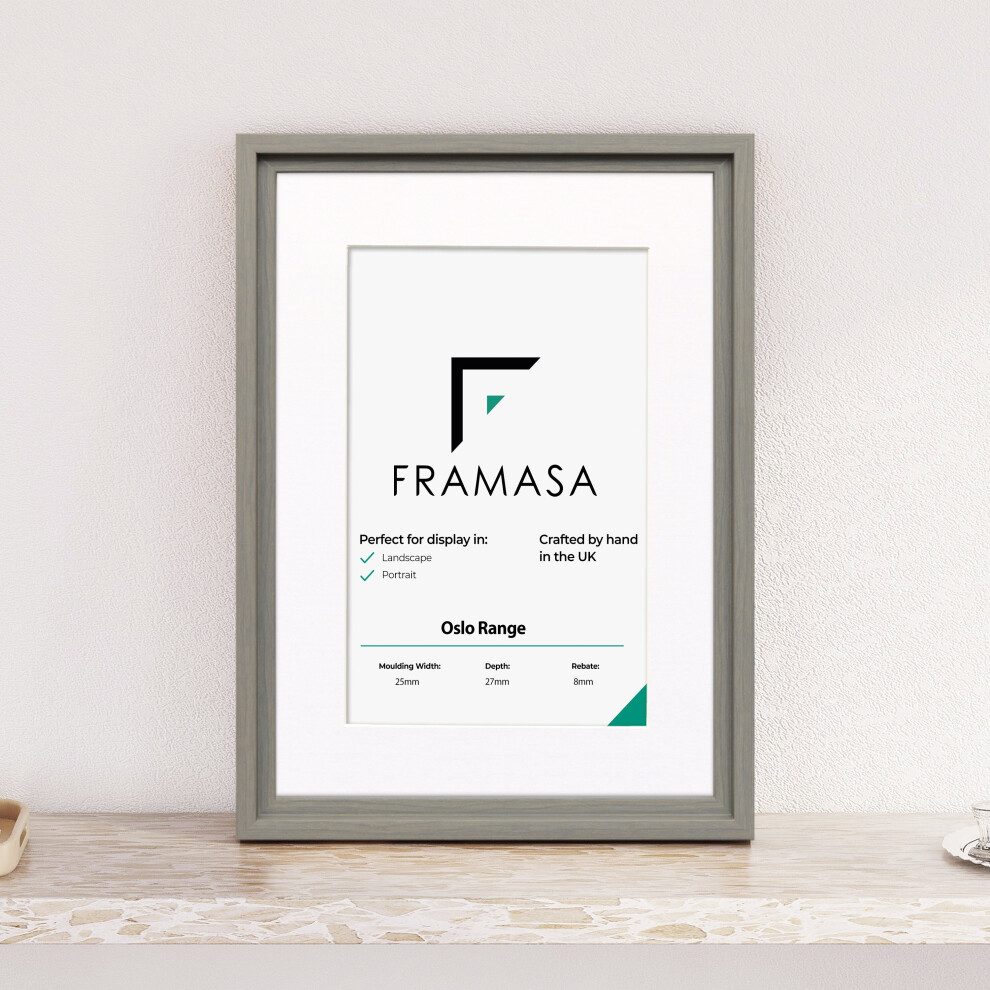 (Grey Frame White Mount, 18x14 Pic (22x18 Frame)) Oslo Shabby Chic Range Grey Picture Frames  Art Poster Photo Frames With Multicolored Mounts White I-image-OPC-P77N2TW-NEW