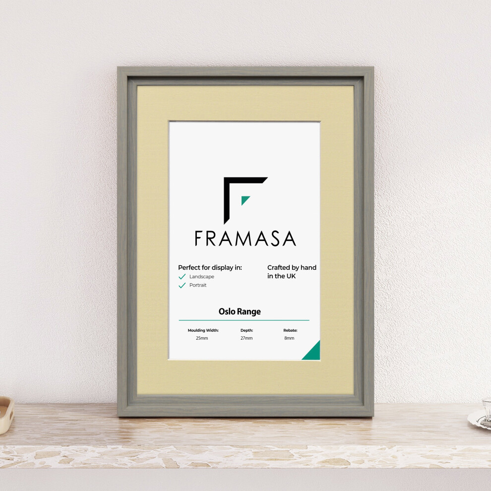 (Grey Frame Ivory Mount, 12x10 Pic (14x12 Frame)) Oslo Shabby Chic Range Grey Picture Frames  Art Poster Photo Frames With Multicolored Mounts White I-image-OPC-P77N2RZ-NEW