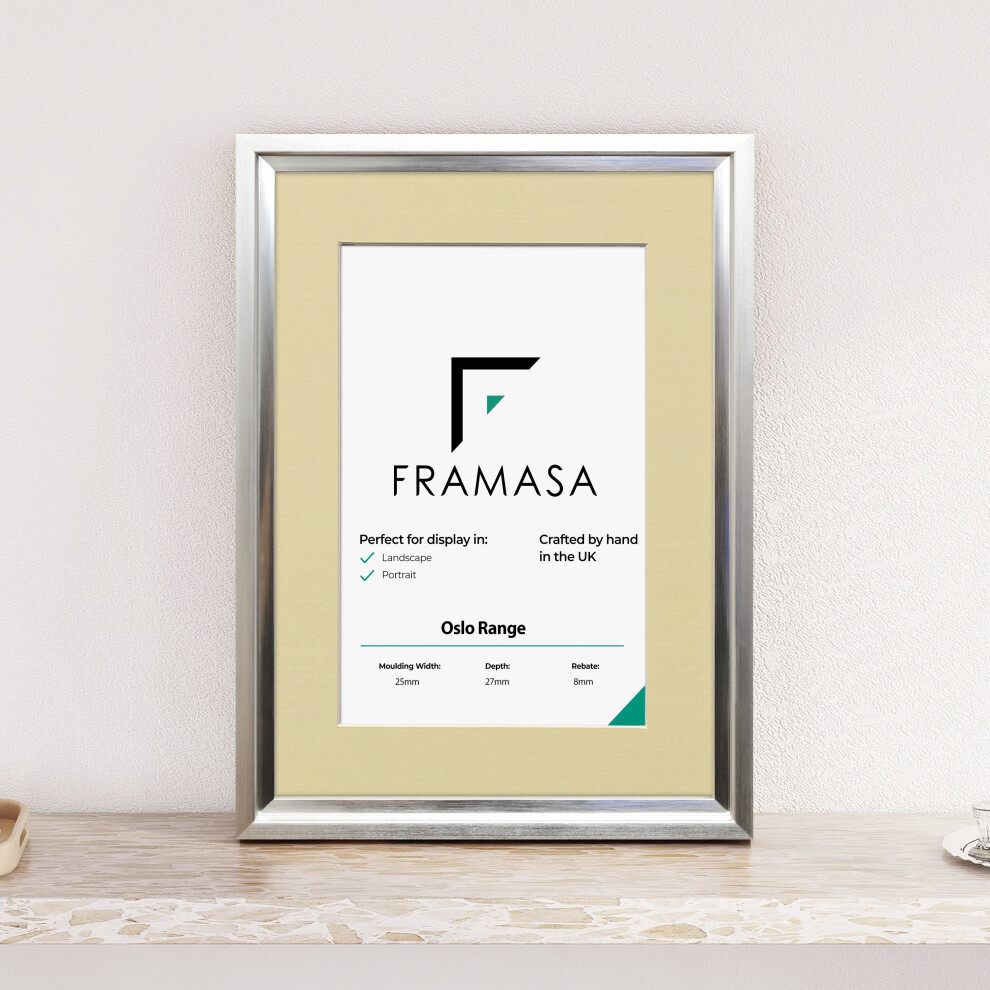 (Silver Frame Ivory Mount, 18x16 Pic (22x20 Frame)) Oslo Shabby Chic Range Silver Picture Frames  Art Poster Photo Frames With Multicolored Mounts Whi-image-OPC-P77N2JN-NEW