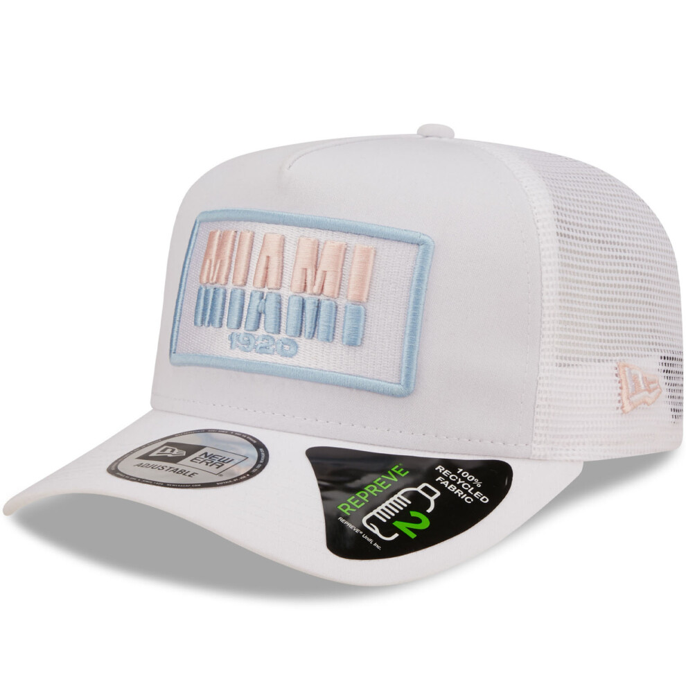 New Era Miami State Repreve USA A-Frame Snapback Trucker Cap Hat - White