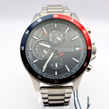 NEW TOMMY HILFIGER 1791718 BANK BLUE DIAL STAINLESS STEEL MEN'S WATCH