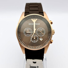 NEW GENUINE EMPORIO ARMANI AR5890 ROSE GOLD SILICONE MENS WATCH