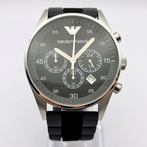 EMPORIO ARMANI SPORTIVO AR5866 BLACK DIAL SILICONE STRAP MEN'S WATCH