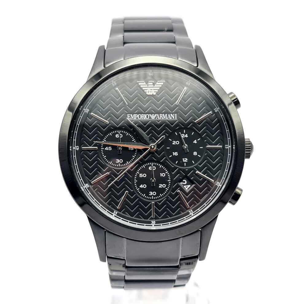 NEW EMPORIO ARMANI RENATO AR2485 STAINLESS STEEL BLACK ION MEN S WATCH on OnBuy