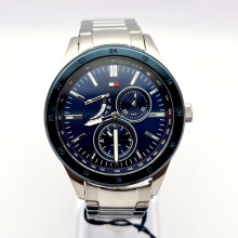 Tommy Hilfiger Austin 1791640 Stainless Steel Men's Watch - Silver Blue, 44mm Case, Date, 5ATM