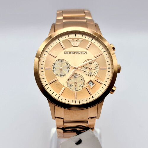 NEW EMPORIO ARMANI RENATO AR2452 ROSE GOLD STAINLESS STEEL MEN S