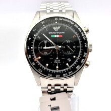 NEW EMPORIO ARMANI TAZIO AR5983 BLACK DIAL STAINLESS STEEL MEN'S WATCH