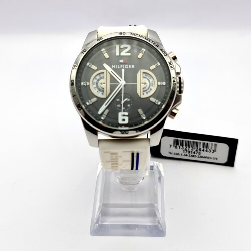 Tommy Hilfiger TOMMY HILFIGER 1791475 DECKER BLACK DIAL WHITE SILICONE STRAP WATCH 1