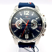 Tommy Hilfiger Decker 1791476 Blue Dial Silicone Strap Men's Watch - 46mm, Quartz, 50m Water-Resistant